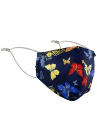 pretty dark blue butterfly print face mask