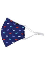 whale print face mask in dark blue