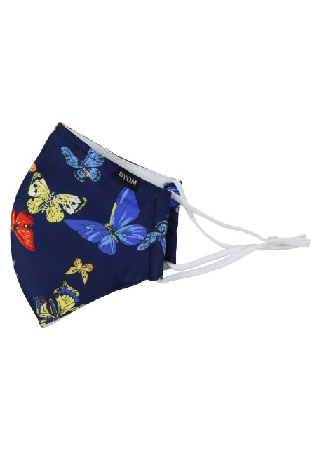 pretty dark blue butterfly print face mask