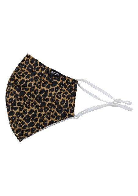 leppard print face mask with filter