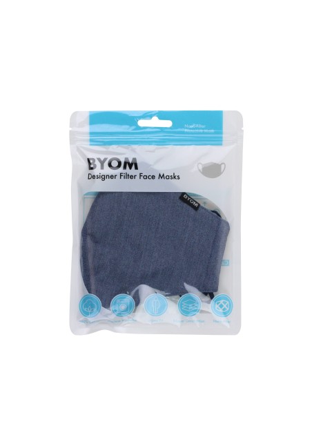Dark blue cotton filter Face Mask in Bag