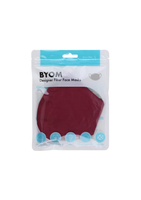 Solid Burgundy Adjustable Filter Face Mask