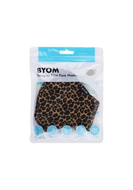 leppard print face mask with filter in bag
