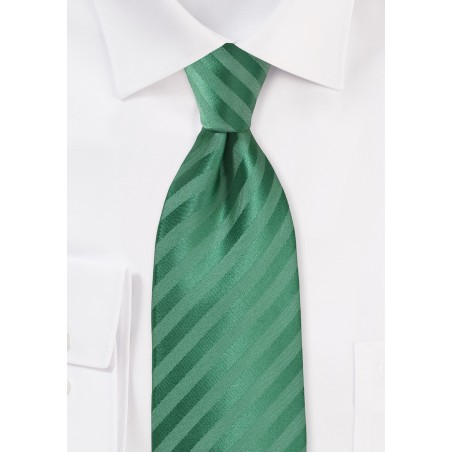 Pine Green Hued Kids Tie with Subtle Stripes