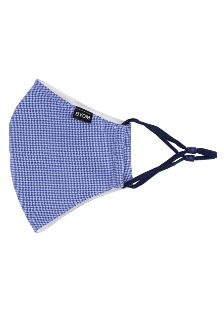 Blue and White Houndstooth Check Mask