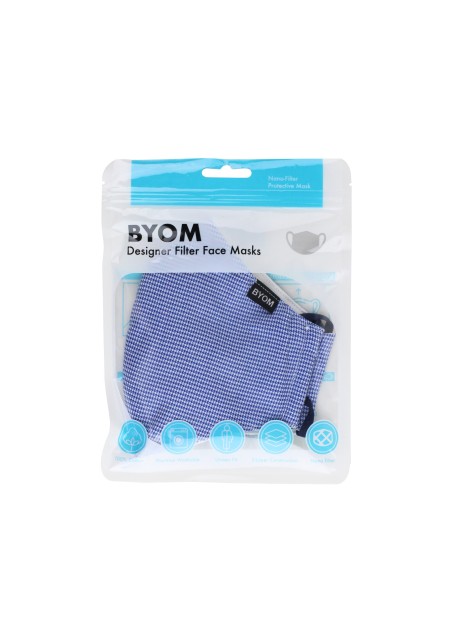 Blue and White Houndstooth Check Mask in Bag