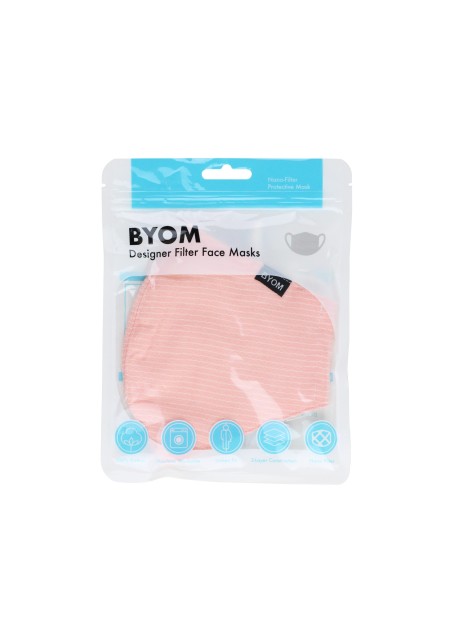 Pin Striped Mask in Peachy Coral in Mask Bag