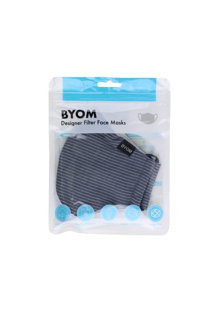 Navy Pin Striped Face Mask in Bag