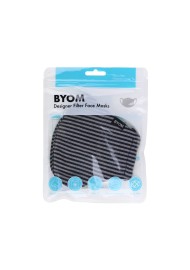 Black and Charcoal Striped Mask in Mask Bag