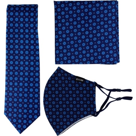 3-piece Necktie and Mask Set in Classic Blues