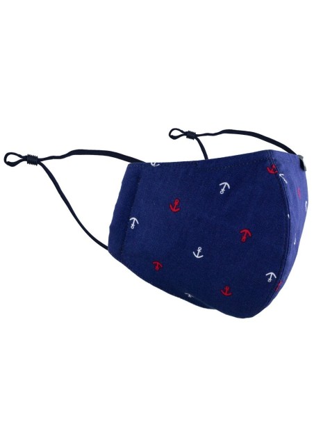 Mask in Navy Anchor Print