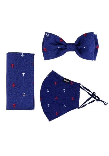 Nautical Bow Tie and Face Mask Set in Navy Blue
