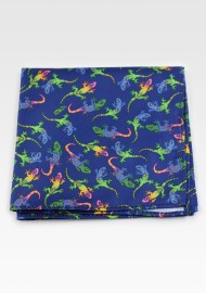gecko print pocket square in blue