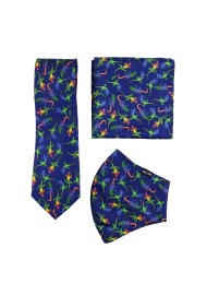 gecko print face mask and necktie set