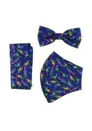 Face mask and bow tie set with gecko design