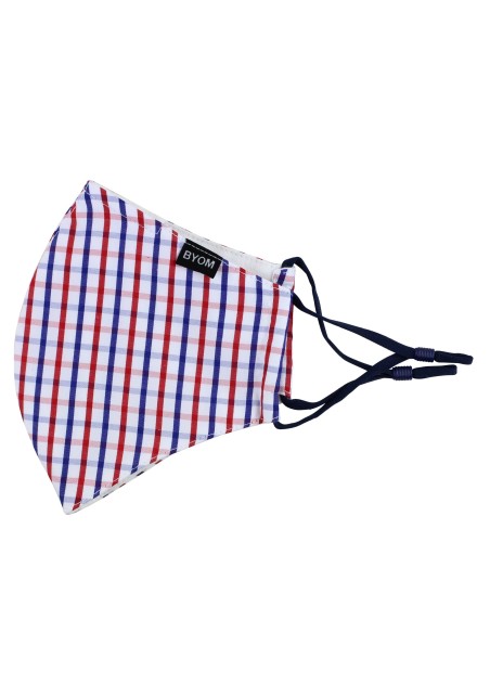 Tattersall Check Face Mask in Red, White, and Blue