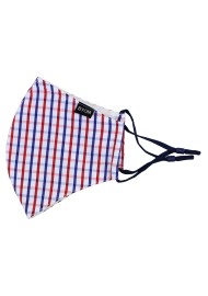 Tattersall Check Face Mask in Red, White, and Blue
