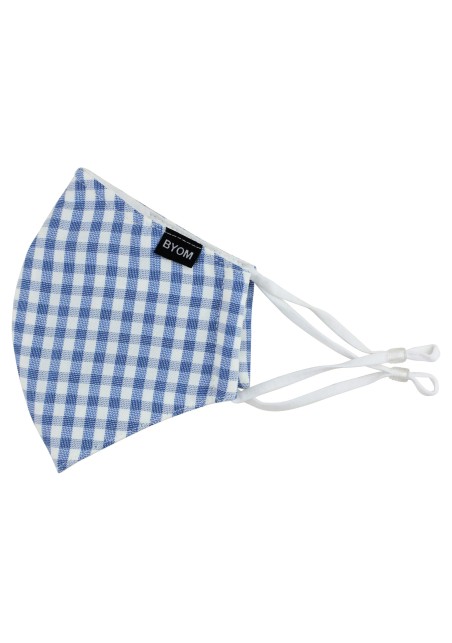 Stylish Plaid Mask in Light Blue and White