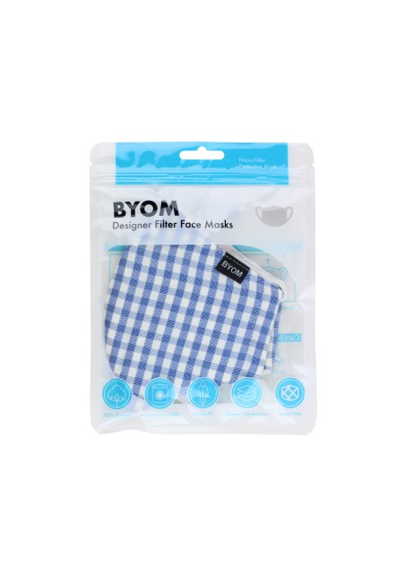 Stylish Plaid Mask in Light Blue and White in Bag