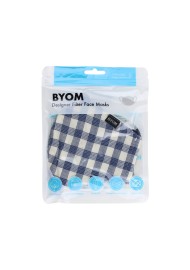 Navy and White Tartan Plaid Mask in Bag