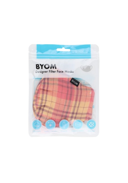 Madras Plaid Mask in Orange and Peach in Bag
