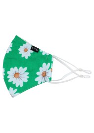 Grass Green Daisy Print Face Mask