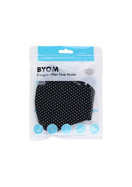 Black Polka Dot Face Mask in Bag