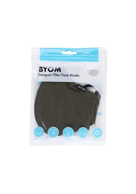 Dark Olive Solid Color Face Mask in Bag