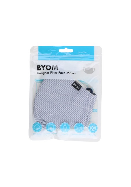 Mille Stripe Mask in Silver and Ivory in Bag