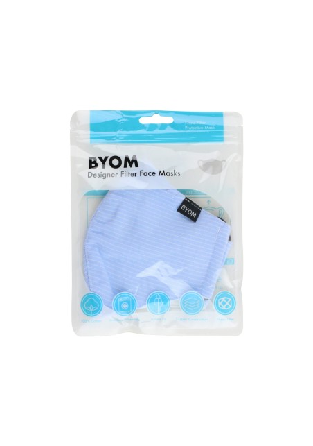 Sky Blue Pencil Striped Face Mask in Bag