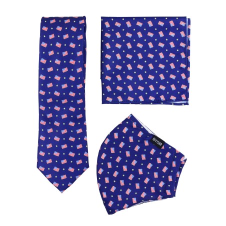 USA flag mask and necktie set