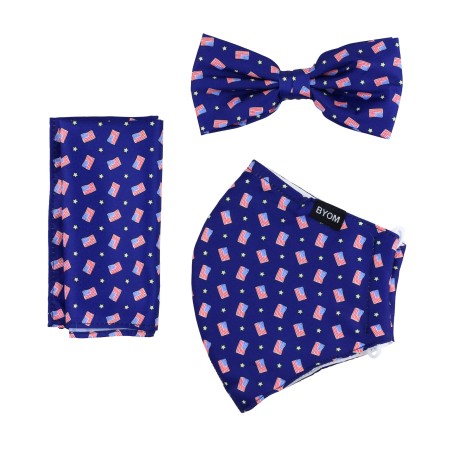 face mask and bow tie with USA flag