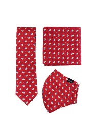 USA flag tie and mask set in red