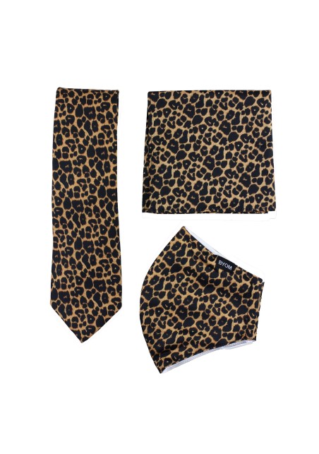 Cheetah print mask and necktie set