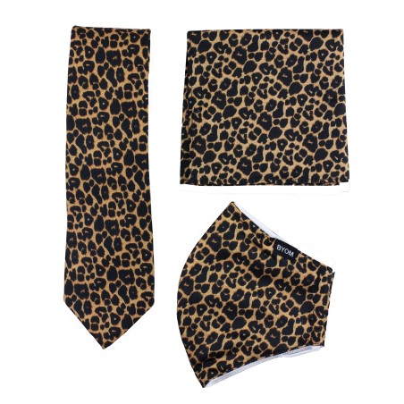 Cheetah print mask and necktie set