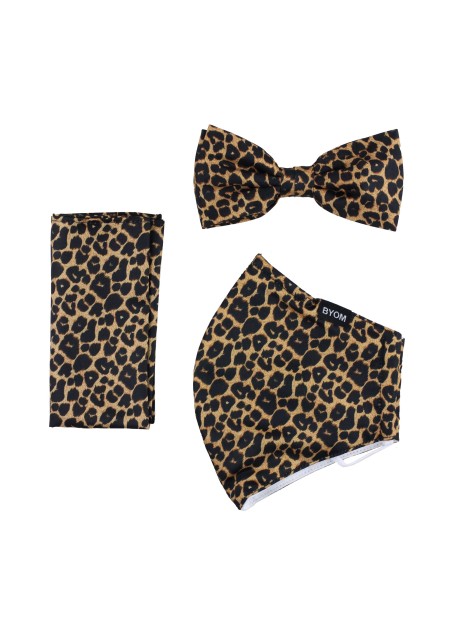 cheetah print bow tie face mask set