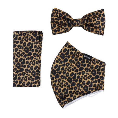 cheetah print bow tie face mask set