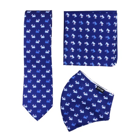 terrier print mask and necktie set