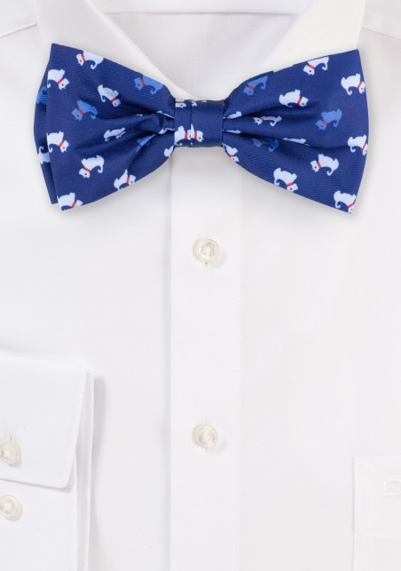 dog print bow tie in blue