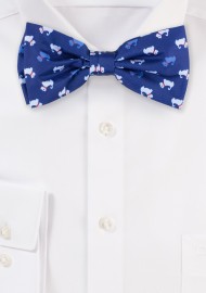 dog print bow tie in blue