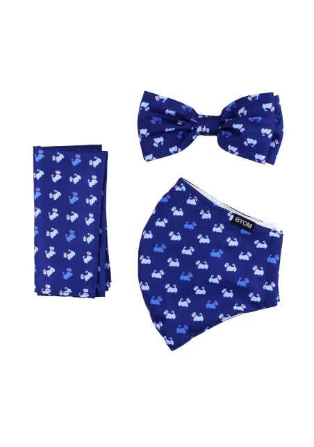 hanky bowtie face mask set with dog print