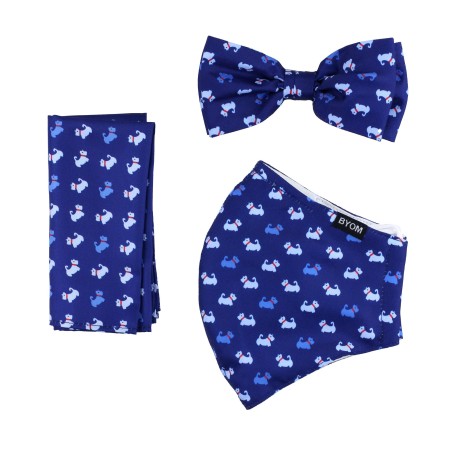 hanky bowtie face mask set with dog print