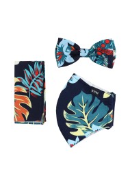 Hawaii Print Bowtie + Face Mask Set