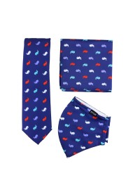 whale print mask and necktie set