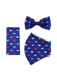 whale print mask and bowtie set