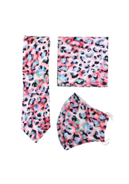 leppard print necktie and mask set