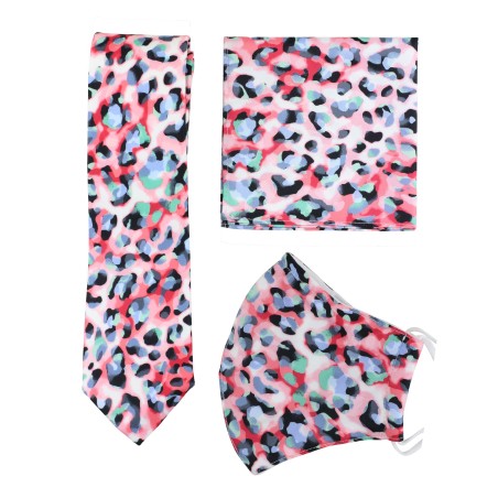 leppard print necktie and mask set