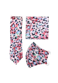 leppard print necktie and mask set