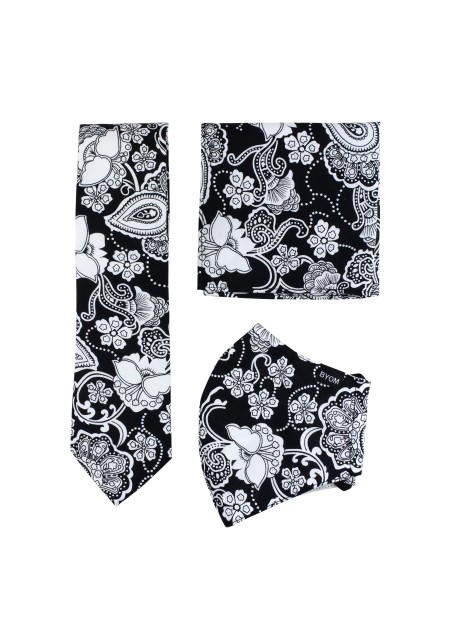bandana print mask set and necktie