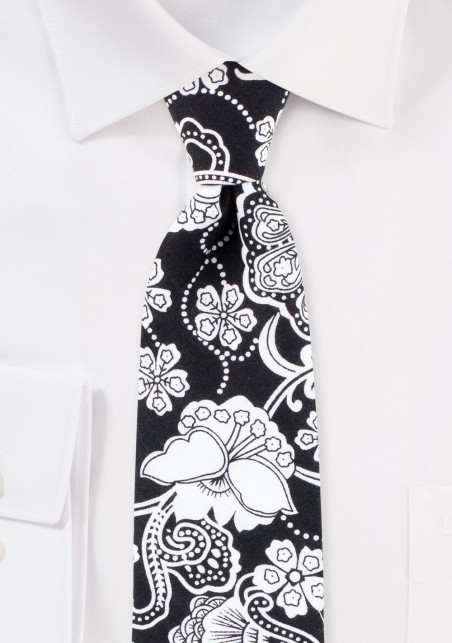 bandana print mens tie in black
